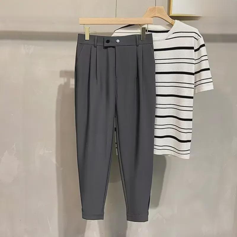 Мужские модные укороченные шаровары в корейском стиле — универсальный, драпированный костюм, подходящий для весны и лета