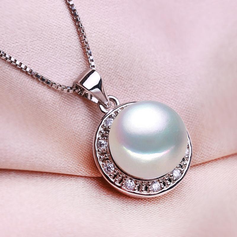 seniko Freshwater Pearl Necklace CZ Cubic Zirconia Fashion Geometry Cage Necklaces For Women