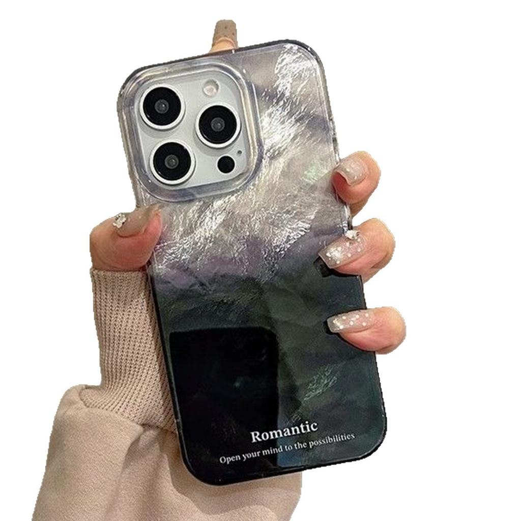 New Light Luxury Girls Gradient Vortex Double-layer Imd Mobile Phone Case Huaqiangbei Cooling Feather Yarn Four-corner Anti-fall Shell Ins