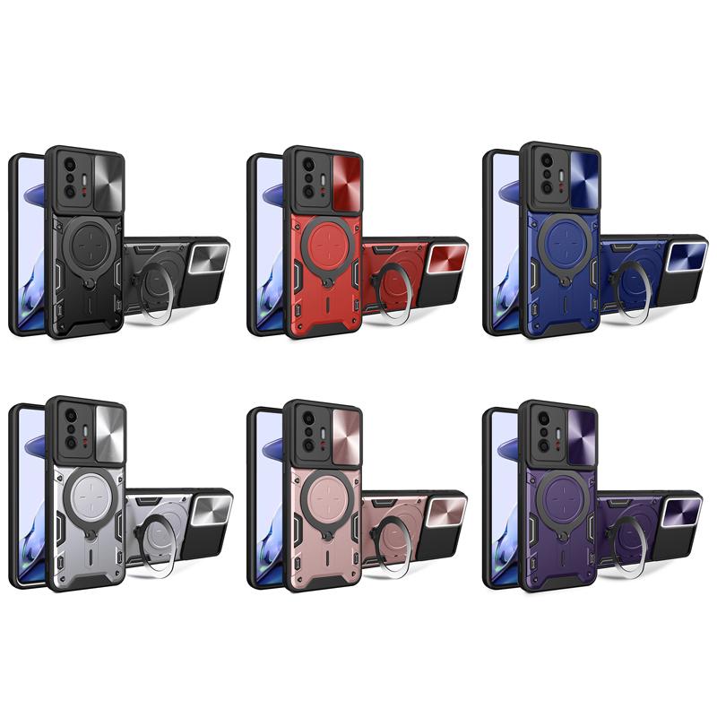 Роскошный противоударный бронированный чехол для Xiaomi Mi 11T 12T 13 Pro Lite Mi11T Mi12T 5G с противоударным кольцом-подставкой, держателем, полностью сдвижными крышками