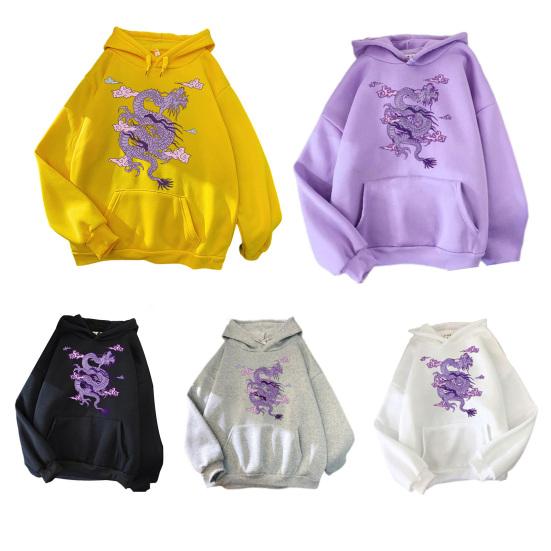 Женская и мужская толстовка с капюшоном, шляпа с длинными рукавами и принтом дракона, свободный теплый пуловер, весенняя толстовка унисекс, одежда для взрослых