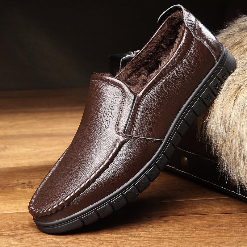 Папины кроссовки натуральная кожа среднего и пожилого возраста дышащая мягкая подошва первый слой коровьей кожи обувь для пожилых людей нескользящие отцовские весенние мужские кожаные туфли м