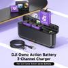 Аккумулятор 2250 мАч для камеры DJI Osmo Action 6 Osmo360 Action 5 Pro Action 4 с 3-канальным быстрым зарядным устройством для аксессуаров DJI Osmo Action 4/3