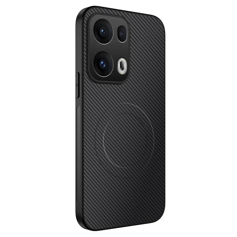 Carbon Fiber Pattern Silicone Phone Case For OPPO Reno 14 13A 12 FS 10 Pro 5G Magnetic Wireless Charging Soft Back Cover Cases