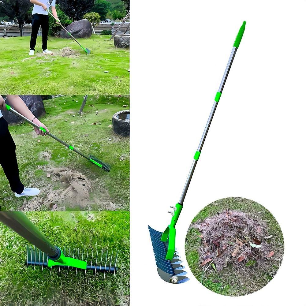 Durable Couch Grass Rake Removable Soil Aerator Withered Grass Thatch Rake Farmland