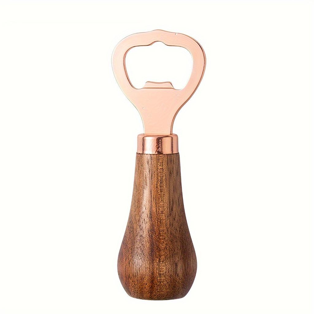 1PC Beer Bottle Opener Home Solid Wood Handle Rose Gold Creative Vertical