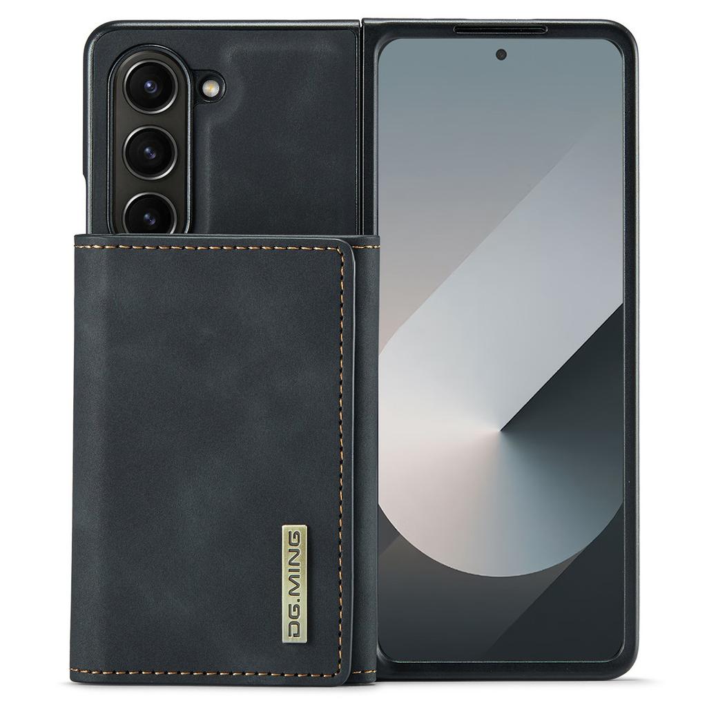 DG.MING M1 Series for Samsung Galaxy Z Fold6 5G Phone Case PU + TPU + PC Back Cover with Magnetic Tri-Fold Wallet Kickstand