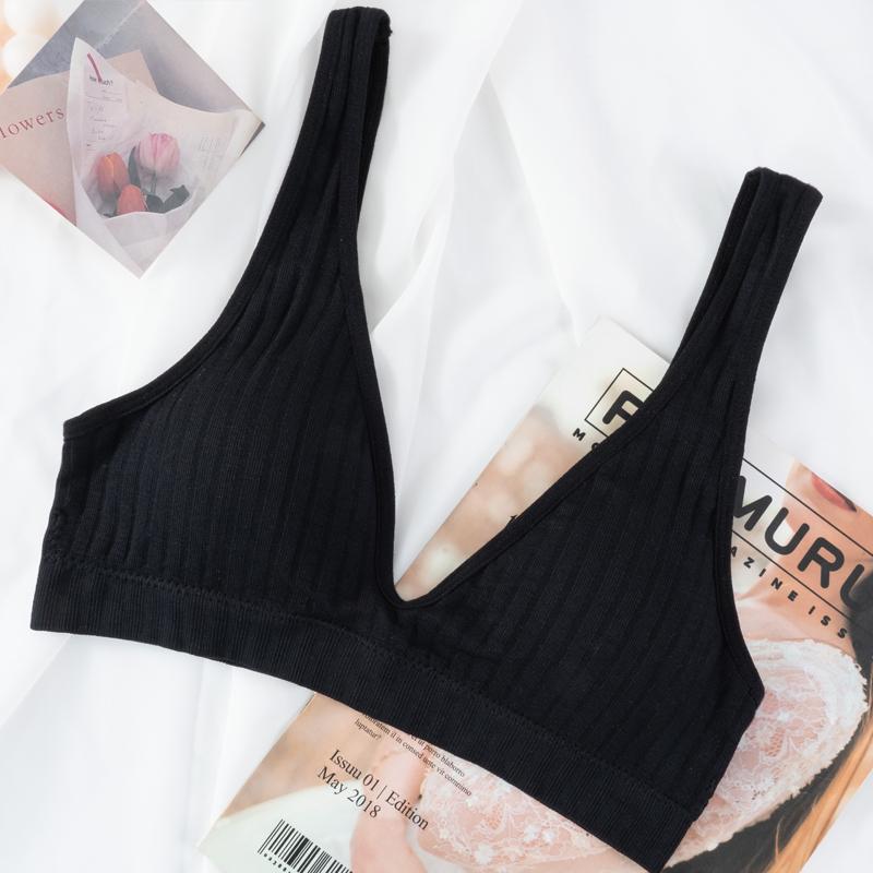 Threaded Camisole One-piece Triangle Cup Bra Sports Bras Ladies Sexy Sling Tube Top Free Size