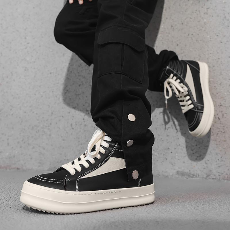 Новые мужские повседневные кроссовки хай-топы на толстой подошве, удобные, для улицы, нескользящие, прочные, на шнуровке, мужской базовый универсальный стиль