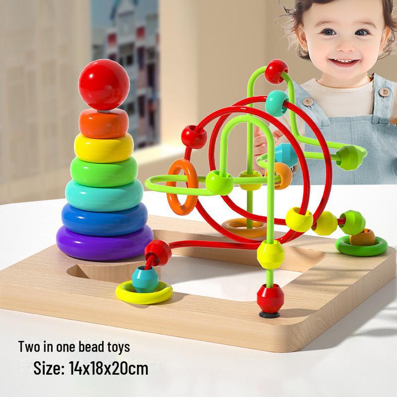 Wooden Fruit & Animal Beads: Educational Toys for Kids' Intelligence & Hand-Eye Coordination Development