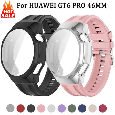 Силиконовый ремешок+ТПУ чехол для Huawei Watch GT6 Pro 46 мм Защитная крышка для экрана со всех сторон Спортивный ремешок-браслет