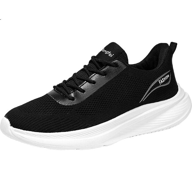 EGCHI Men's Shoes, Sports Casual Shoes, Soft-Soled Mesh Walking Shoes, Flyknit Breathable Men's Shoes, YPL6603, Black, Size 41