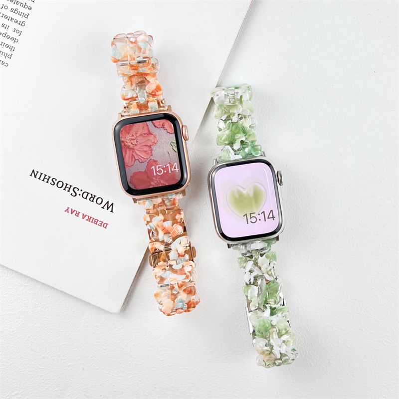 Ремешок Butterfly Resin для Apple Watch S10 - эластичный выдвижной ремешок из смолы для часов женский браслет для iWatch10/9/8/7/6/5/4/3/2/1/Se/Ultra/Ultra2 42 мм