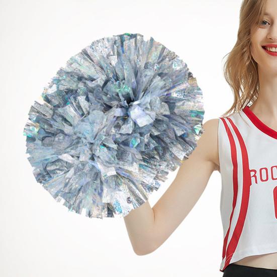 Yousheng Double-headed Metallic Pom Poms Cheerleading Flower Ball with Handle Team Sports Spirit Party Kids Adults Cheer Pompoms