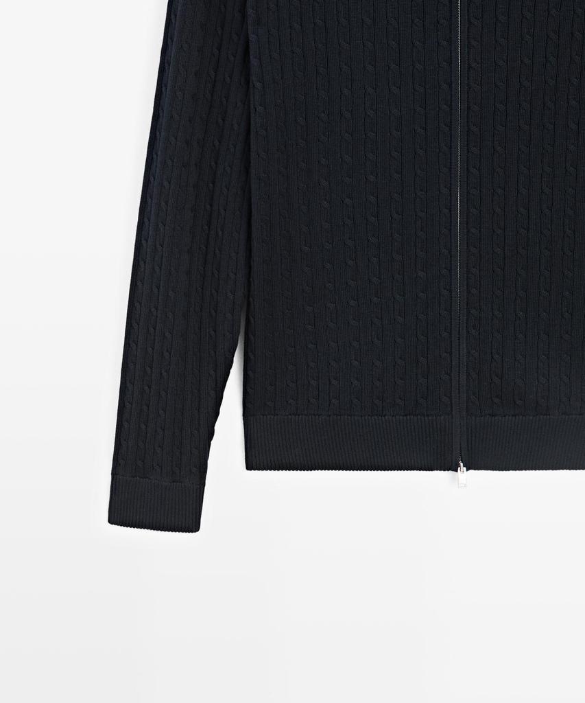 Хлопковый кардиган на молнии с косами Massimo Dutti