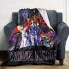 Name Custom Neon Genesis Print Flannel Blanket High Quality Warm Comfortable Cover for All Seasons Perfect for Gifts Home Decor
