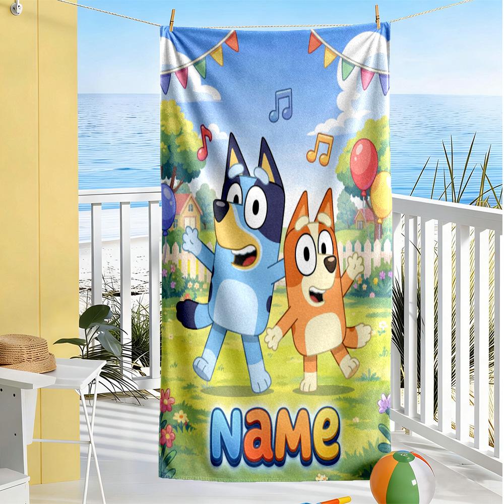 Paw Prints Adventure Customized Name Beach Towel Super Soft Microfiber Quickdry Fabric