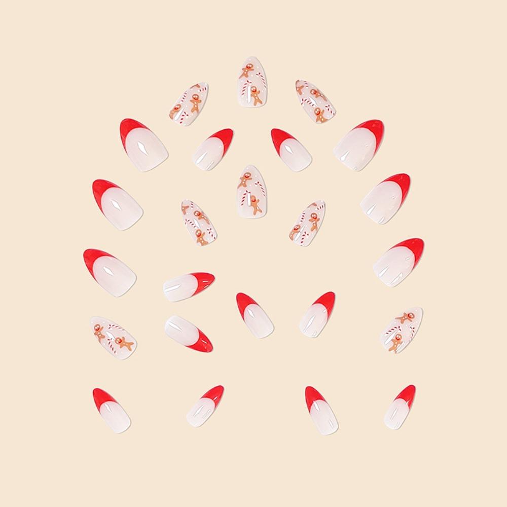 Wearable Manicure Almond False Nail Christmas Nail Tips Waterproof Press on Nails  Girl