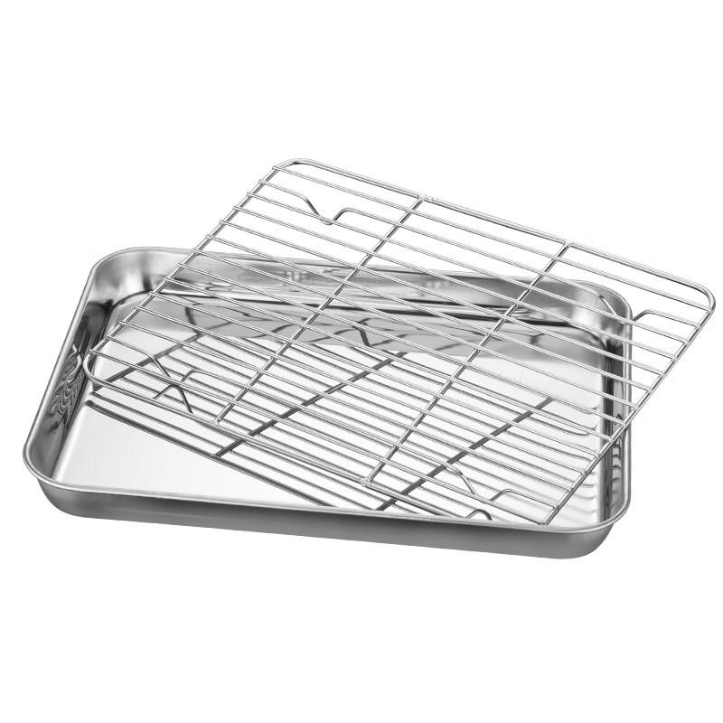 Japanese Style Stainless Steel Fry & Grill Tray with Rack