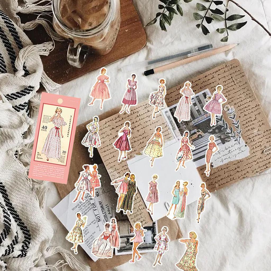 Винтажные женские наклейки, декоративные ретро-эстетичные наклейки для альбома, альбома, дневника