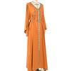 Middle Eastern Women's Clothes Solid Color V Neck Handmade Rhinestone Loose Shoulder One Sleeve Slim Fit Muslim Dress