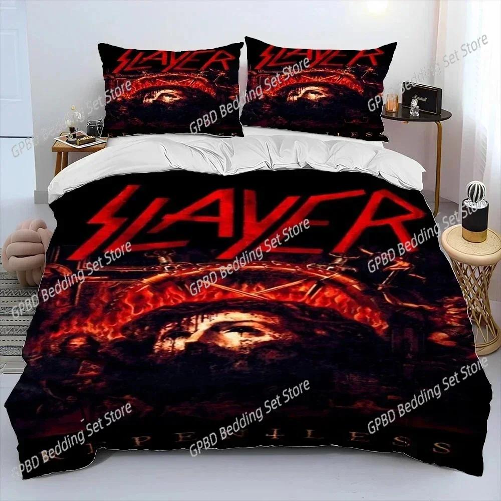 Slayer Тяжелый Металл Группа 3D НОВЫЙ Пододеяльник Наволочка Комплект Постельного Белья Взрослый Мальчик Девочка Спальня Украшение Детский Односпальный Двуспальный Большой