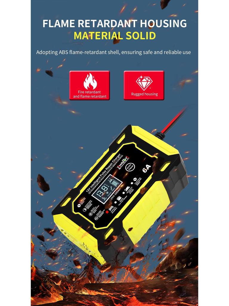 Трансграничное 12V6A Интеллектуальное Импульсное Зарядное Устройство и Ремонт для Свинцово-Кислотных Аккумуляторов Автомобилей/Мотоциклов