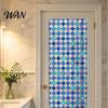 Decorative Window Film for Privacy Stained Glass Film, Retro Geometric Plaid Static Cling Decal, Double Heat Control Sided PVC Removable Sticker Doors