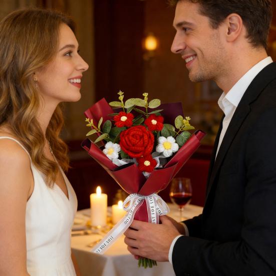 Искусственные цветы ручной работы из хлопковой пряжи вечный цветок вязаный крючком букет день рождения мама жена любовница выпускной домашний декор