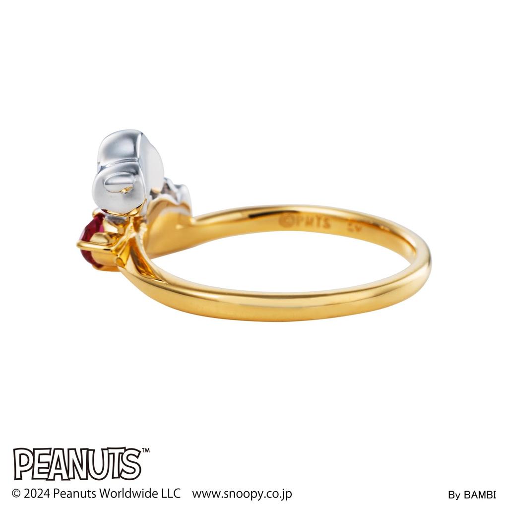 Snoopy PEANUTS Size Silver Cubic [White Clover] Women's Ring, 7-13, 925, Zirconia, PNT-R003