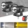 8-80V Motorcycle Accessories Super Bright Dual Color Motorcycle LED Work Lamp Car Waterproof Fog Lamp 8-80V Spotlight Headlamp Explorers Headlight