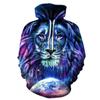 Осень Новая толстовка с капюшоном с принтом льва 3D Digital, повседневная свободная толстовка