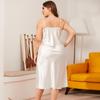 Plus Size New Fashion  Summer Swing V-Neck Suspender Nightdress Ladies Loose Home Sexy Dress