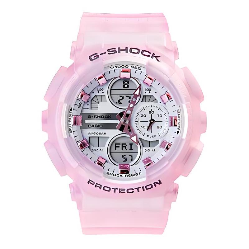 Casio Серия с двойным дисплеем LCD/стрелочным, водозащита 200 метров, Кварцевый, полимерный ремешок, , одинаковый стиль для мужчин и женщин, белый циферблат GMA-S14ONP-4A