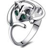 Women's Cute Animal Cat Shape Rhinestone Adjustable Open Finger Ring