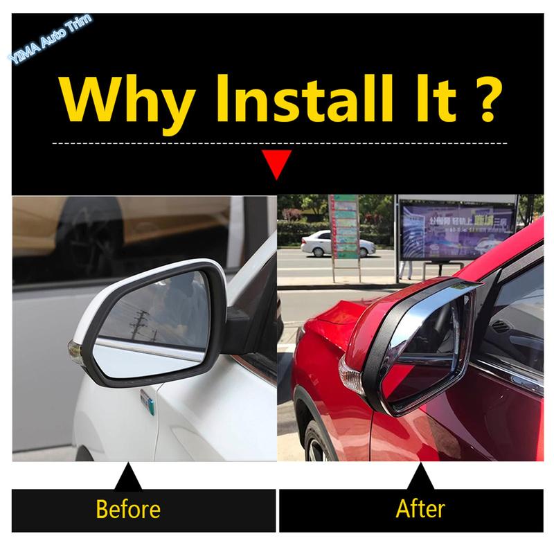 Car Door Rearview Mirror Frame Cover ABS 2Pcs Chrome Decorator Rain Eyebrow Trim Fit For MG ZS 2018 - exterior accessories