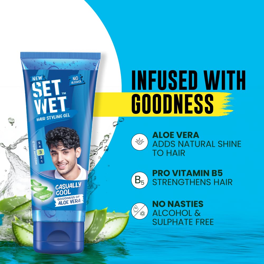 Set Wet Мужской гель для волос Casually Cool 100 г Упаковка 1 шт. Средняя фиксация Высокий блеск Стайлинг