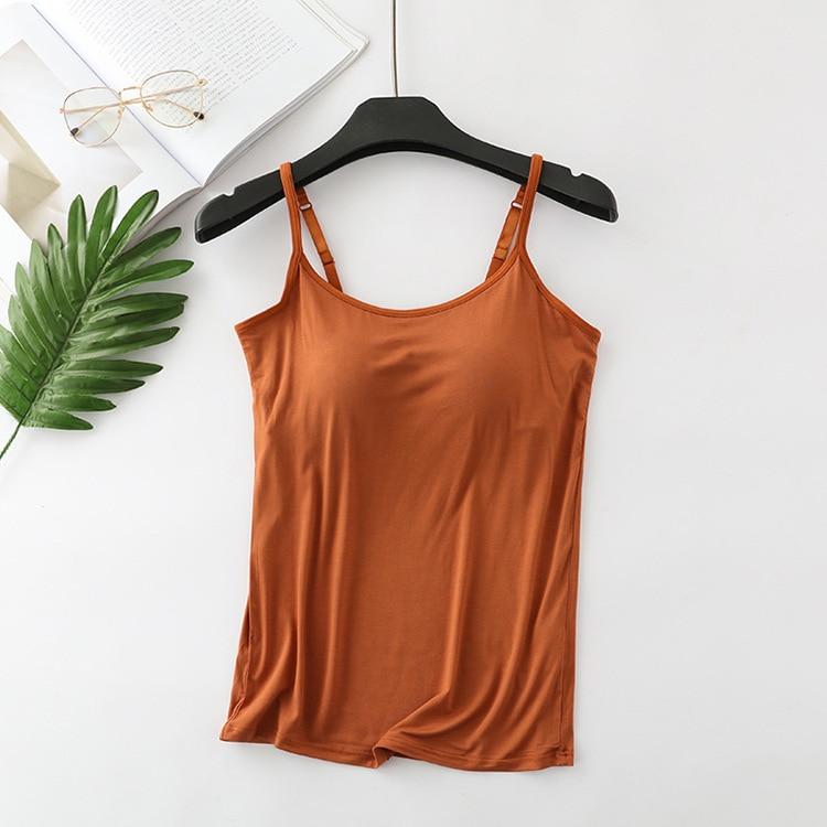 2025 Новый женский модал большого размера без стального кольца, интегрированный нагрудный карман с пятью пальцами, рубашка-майка, тонкая, многоцветная