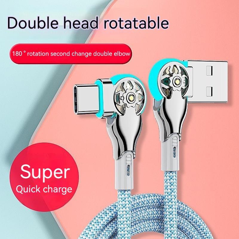 1M 2M USB на Type-C Кабель для быстрой зарядки с поворотом на 180 градусов, плетеный из сплава, для зарядки телефона Xiaomi Samsung Huawei