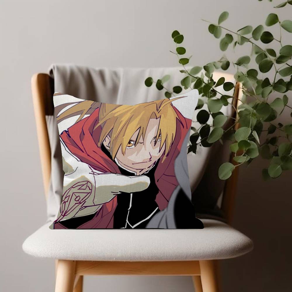 Fullmetal Alchemist Anime Pillow Case Plush Fabric Soft Double Sided Print Sofa Cushion Cover Throw Pillow Covers