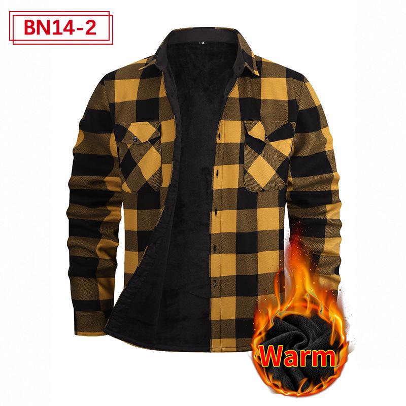 Мужская европейская и американская рубашка Plus Velvet Thick warm с длинным рукавом: Осень зима