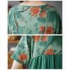 DIMANAF 2025 Plus Size Summer Women Basic Dress Vintage Floral Printing Casual Loose V-Neck Long Dress Maxi