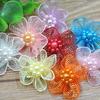 10Pcs Mixed Color Mini Organza Ribbon Bead Flower Wedding DIY Craft Appliques