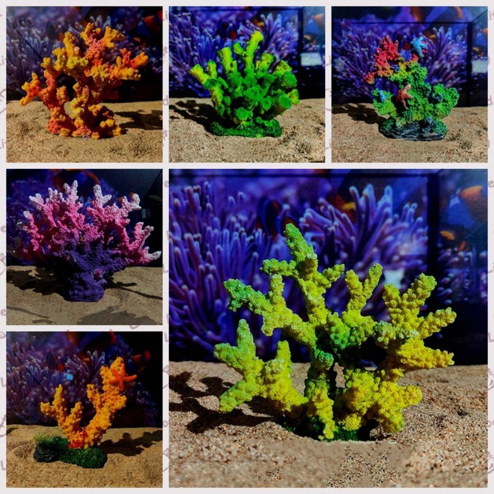 Colorful Artificial Coral Ornament Unique Coral Water Plant Figurines  For Aquarium Fish Tank
