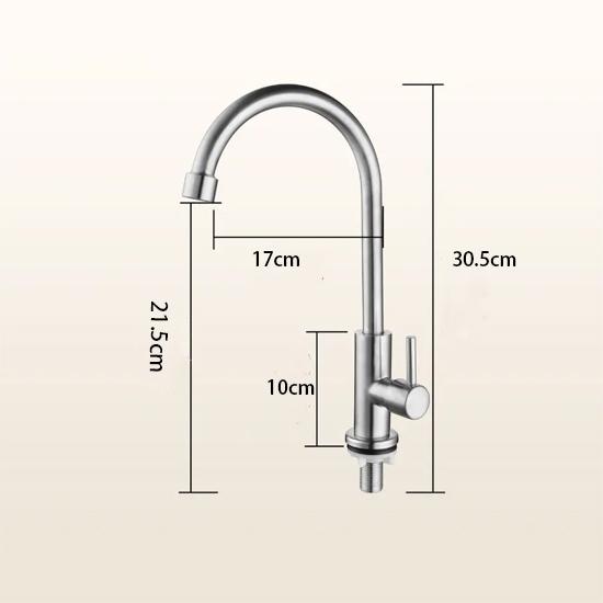 New Kitchen Sink Faucet 4 Points Single Cold Wash Basin Sink Stainless Steel Faucet Gimbal Rotatable
