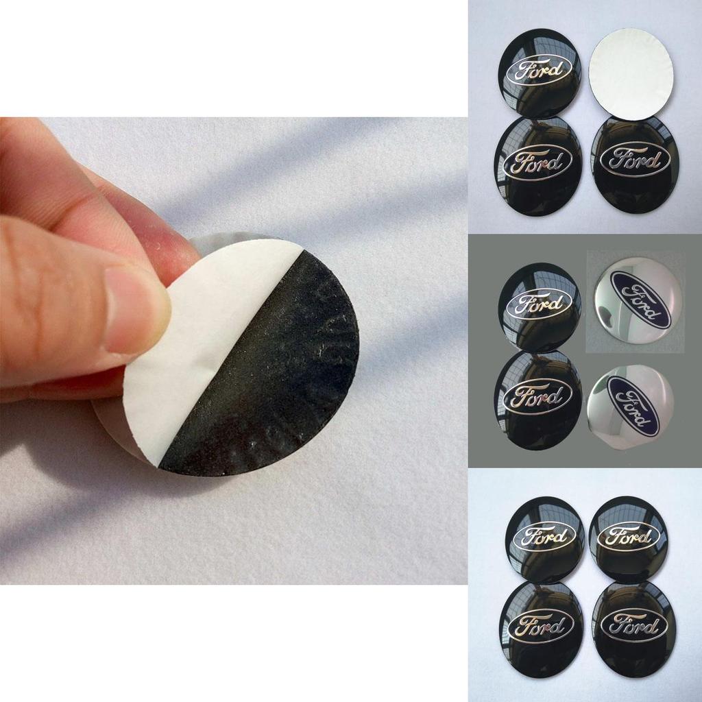 Stylish 4pcs 56mm Auto Car Wheel Center Cap Emblem Decal Sticker For Ford Black And Blue