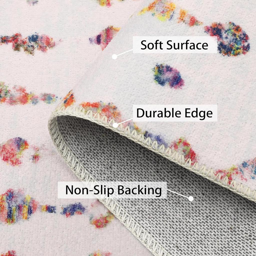 Бохо Акцентный Ковер – Устойчивый к Пятнам Нескользящий Напольный Коврик для Гостиной в Фермерском Стиле, Спальни, Офиса, Дизайн в Землистых Цветах