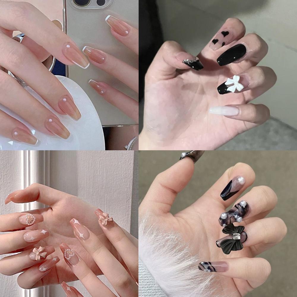 24 шт./коробка, накладные ногти, искусственные, полное покрытие, носимые, французские накладные ногти, накладные ногти