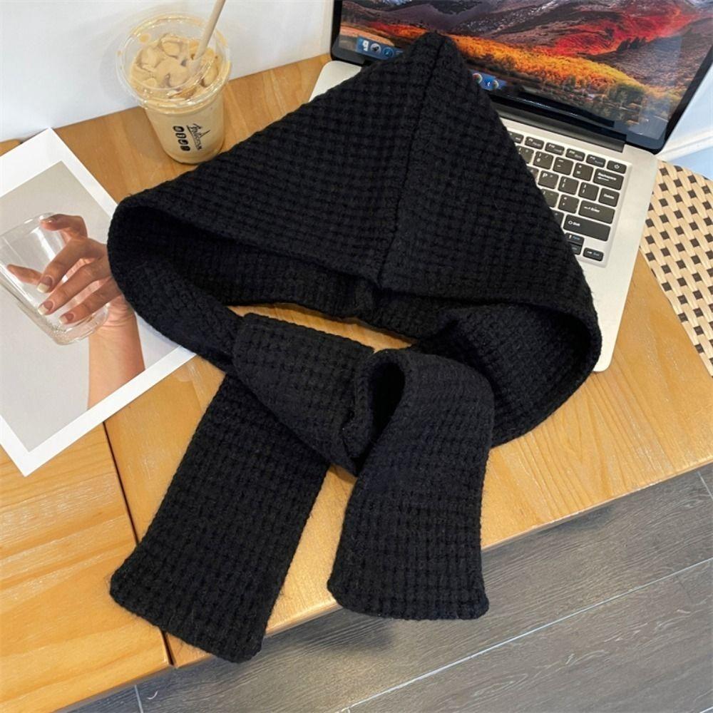 Triangular Knitted Hooded Caps Acrylic Fibres Winter Neckerchief Hat  School