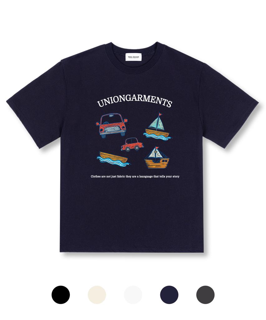 UNION GARMENTS Футболка оверсайз с коротким рукавом Carship Sketch 5 цветов